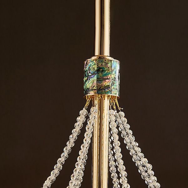 Lampada a forma di ovale a forma ovale Postmodern Lamdelier con perle di cristallo