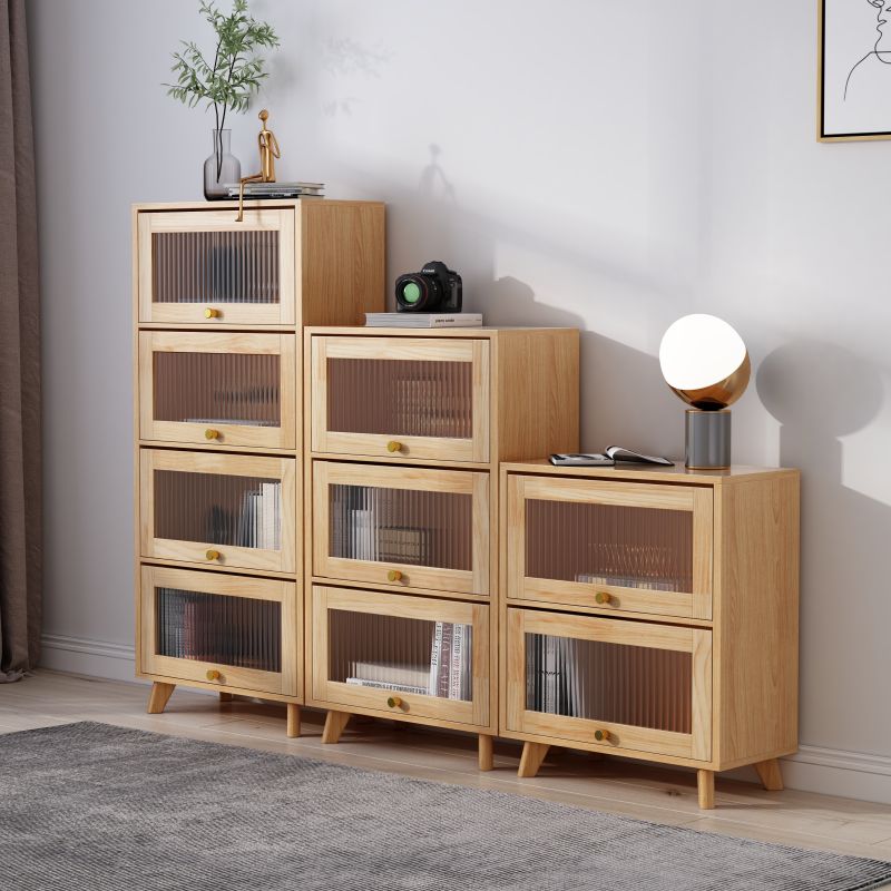 Scandinavian Closed Back Standard Bookshelf Wooden Bookcase with Rectangular Shelves