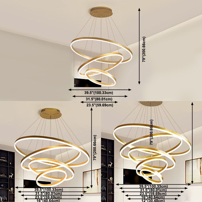 Lampada appesa a soffitto multistrato creativo con tonalità metallica per salotto