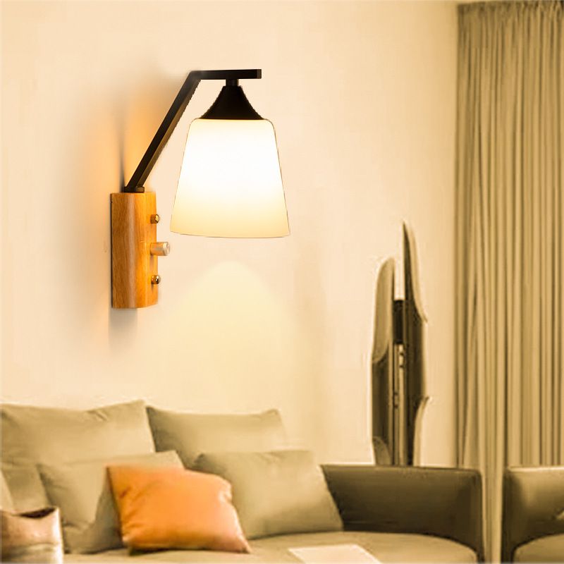 Glass Wall Light Fixture Modern Style Wall Lamp for Living Room