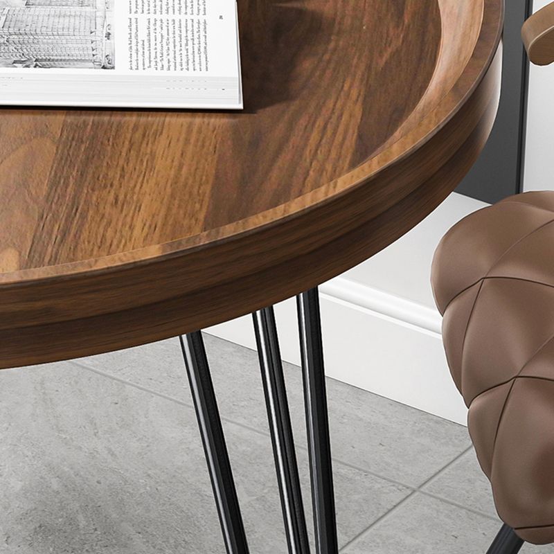 Modern 3 Legs Metal Base Grey/white/brown Round Wood Top End Table