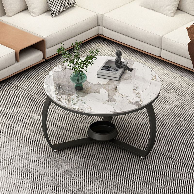 Round Cross Legs Coffee Table  Contemporary  Cocktail Table for Home