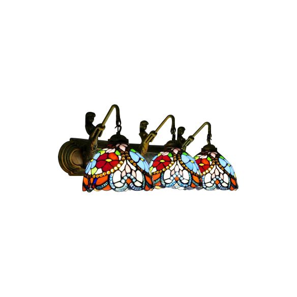 Bowl Stained Glass Sconce Light Mediterranean 3 Head Blue Wall Mount Light Fixture for Living Room