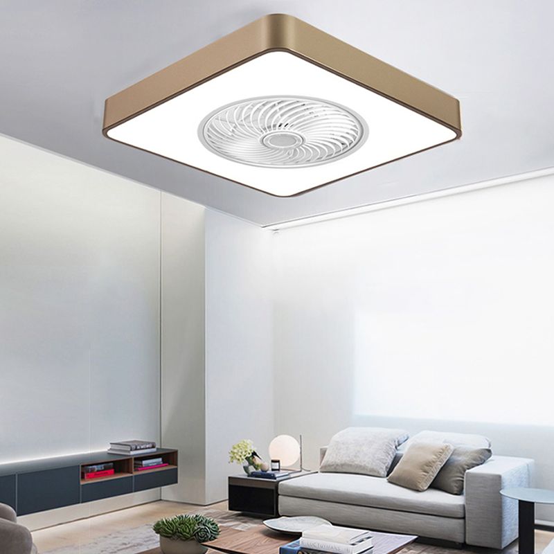 Geometric Ceiling Fan Light Modern Metal 1-Light LED Ceiling Fan for Living Room
