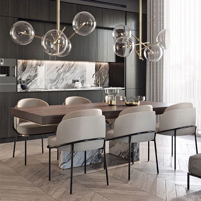Silla de comedor tapizada con acabado mate de la silla lateral Parsons del dormitorio moderno