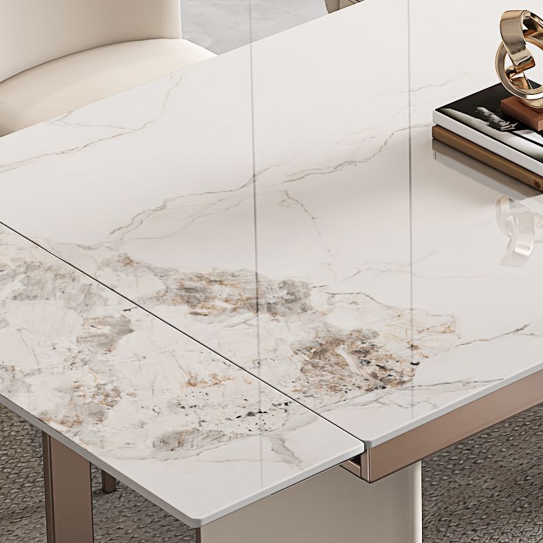 Mesa de comedor de piedra sinterizada de lujo Mesa rectángulo extensible con base de pedestal doble