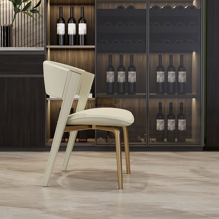 Dining Room Glam Side Chair Metal Legs Open Back Dining Armless Chair
