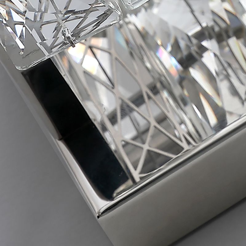 Unique Shade Crystal Wall Sconce Modern Style Single Light Wall Mounted Light in Silver