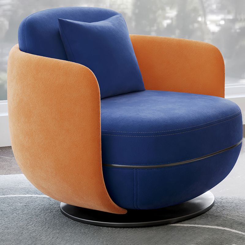 Contemporary 31.5" Wide Pillow Back Swivel Round Base Arm Chair