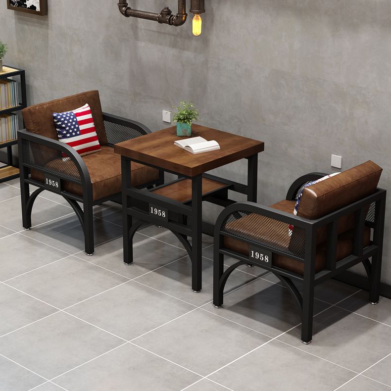 Industrial Solid Wood Dinner Room Kitchen Table Brown Table with Black Frame for Dining Room