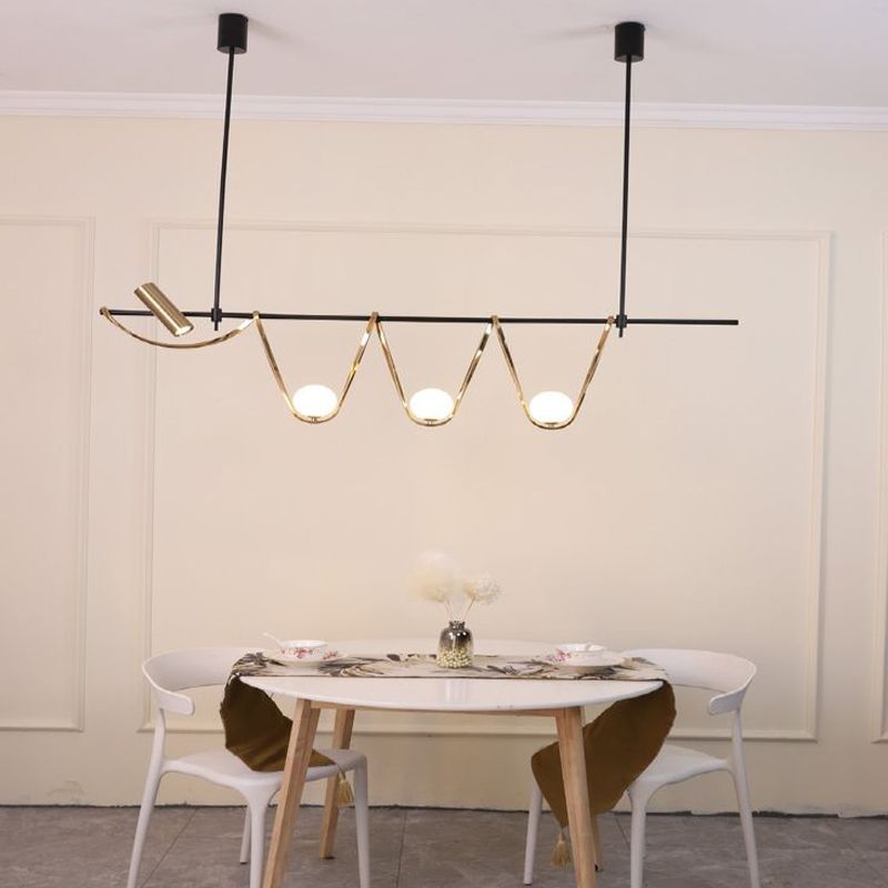 Iron and Glass Ceiling Pendant Lighting Modern Linear Kitchen Island Fixture