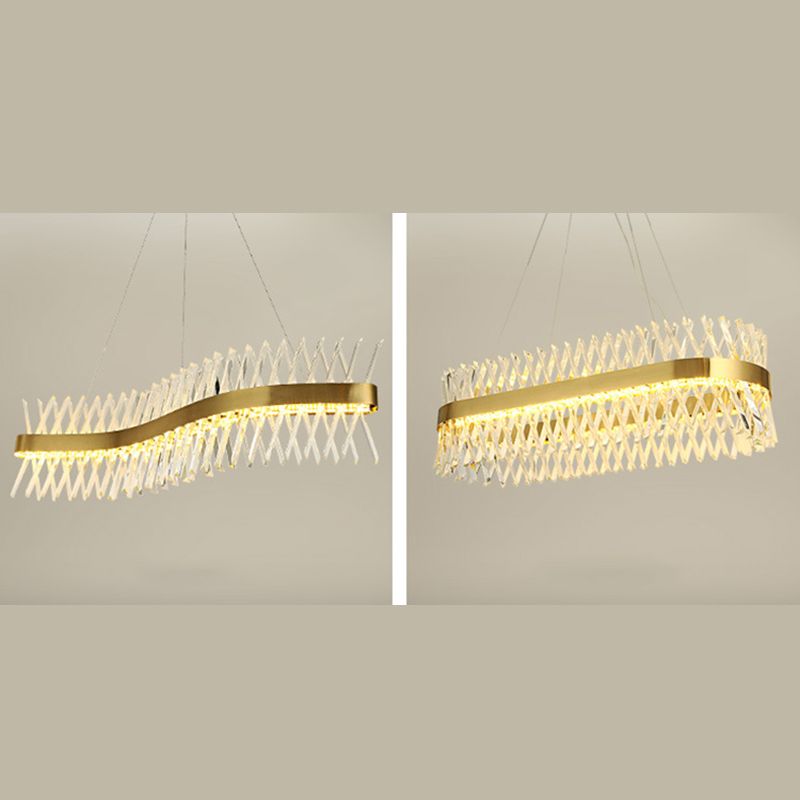 Modern Linear LED Island Light Crystal Elegant Island Lighting Fixtures for Living Room