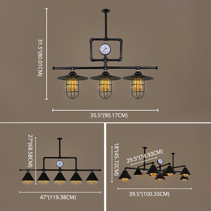 Industrial Vintage Pipe Chandelier Multi Light Pendant Old Bar Light Coffee Shop Light