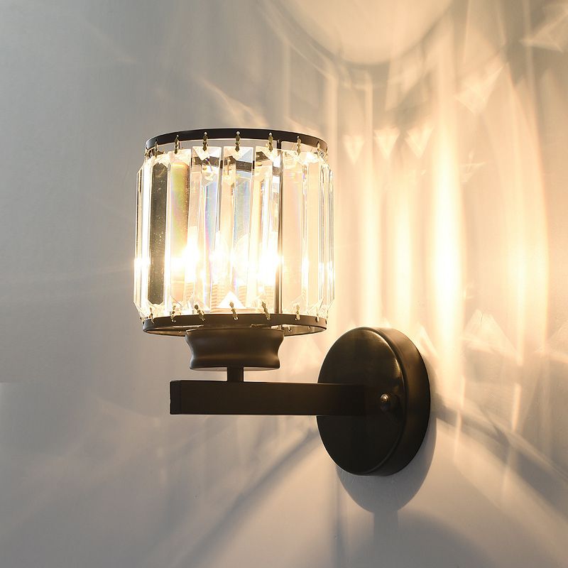 Iluminación de pared del corredor de cilindros Cristal biselado tradicional 1 Bulbo de pared colgante de pared