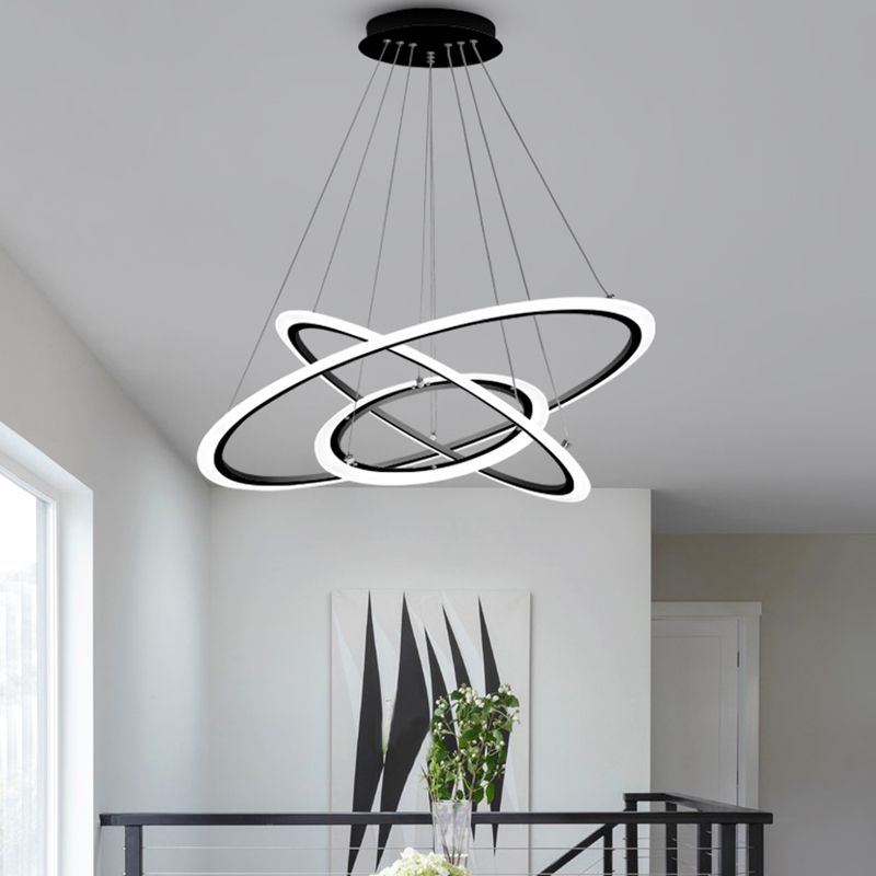 Moderne stijl ring kroonluchter verlichtingsarmaturen multi -lichten metaalhangend plafondlicht