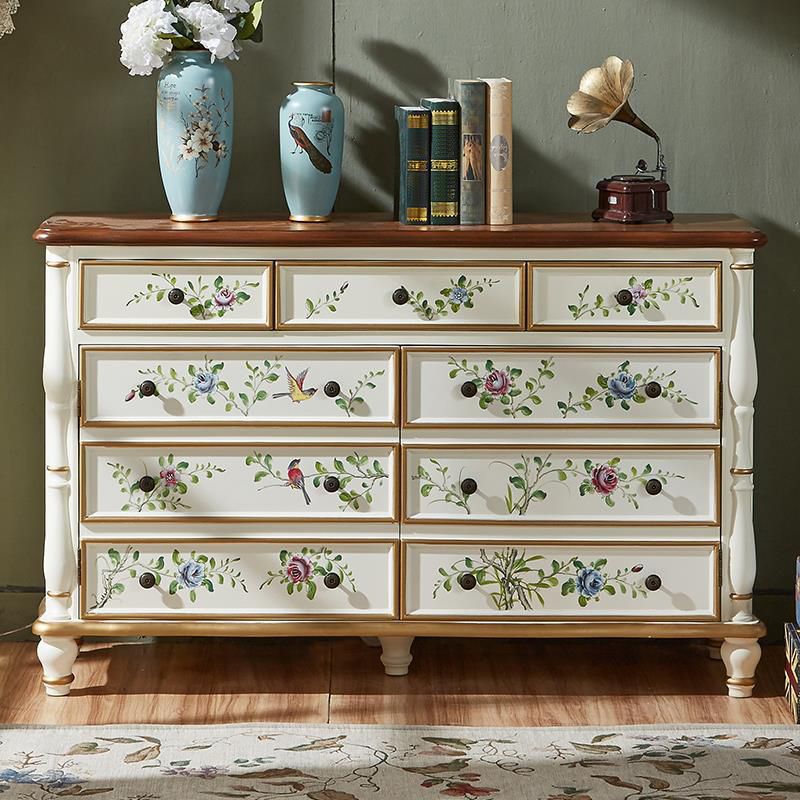 American Traditional Double Dresser Wood Storage Chest with Drawers for Bedroom
