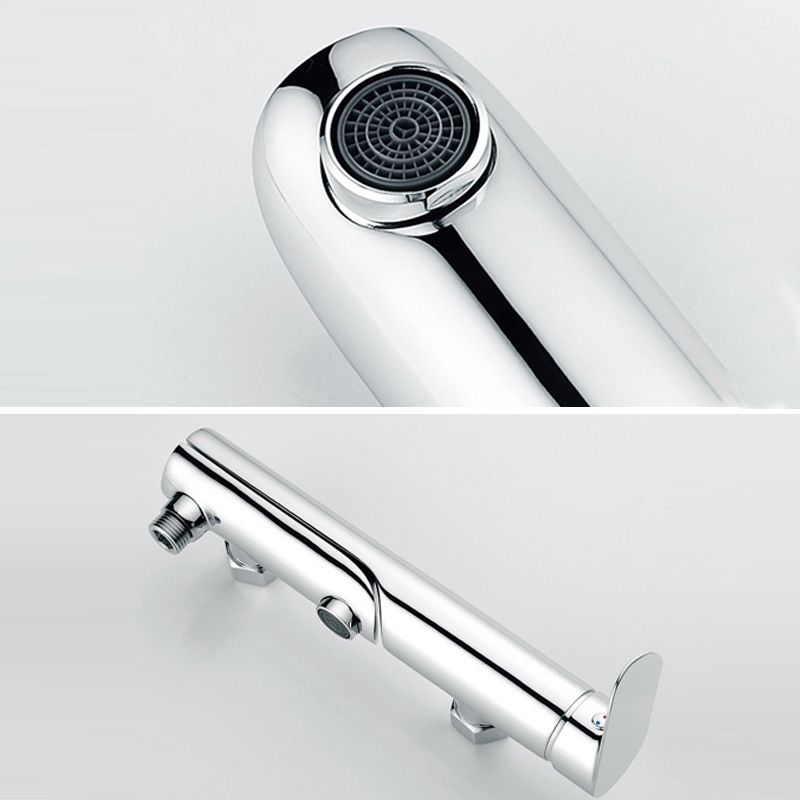 Contemporary Wall Mounted Copper Freestanding Tub Filler Single Handle Faucet
