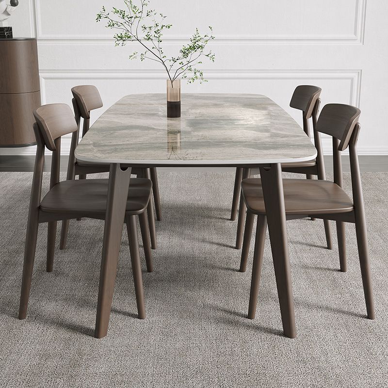 Modern Stone Dining Room Table for 2-6 Person Grey Rectangular Top