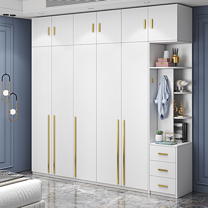 White Colour Wooden Wardrobe Soft Close Door Wardrobe Closet with Garment Rod