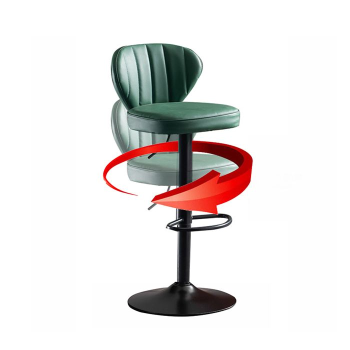 Contemporary Bar-stool Liftable Leather Counter Bar Stool with Metal Legs