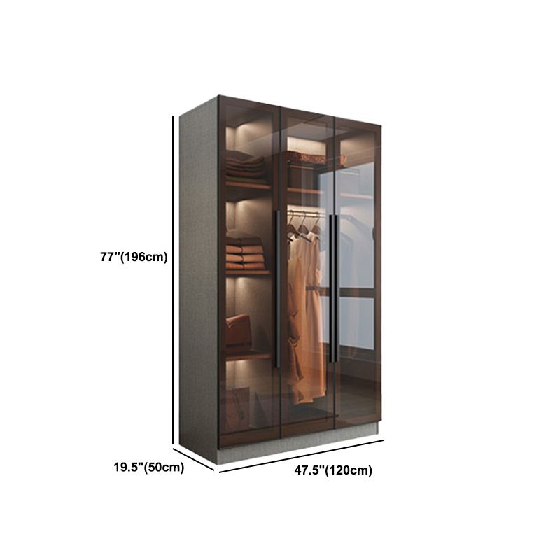 Contemporary Style Wardrobe Gray Colour Wood Wardrobe Closet with Shelves