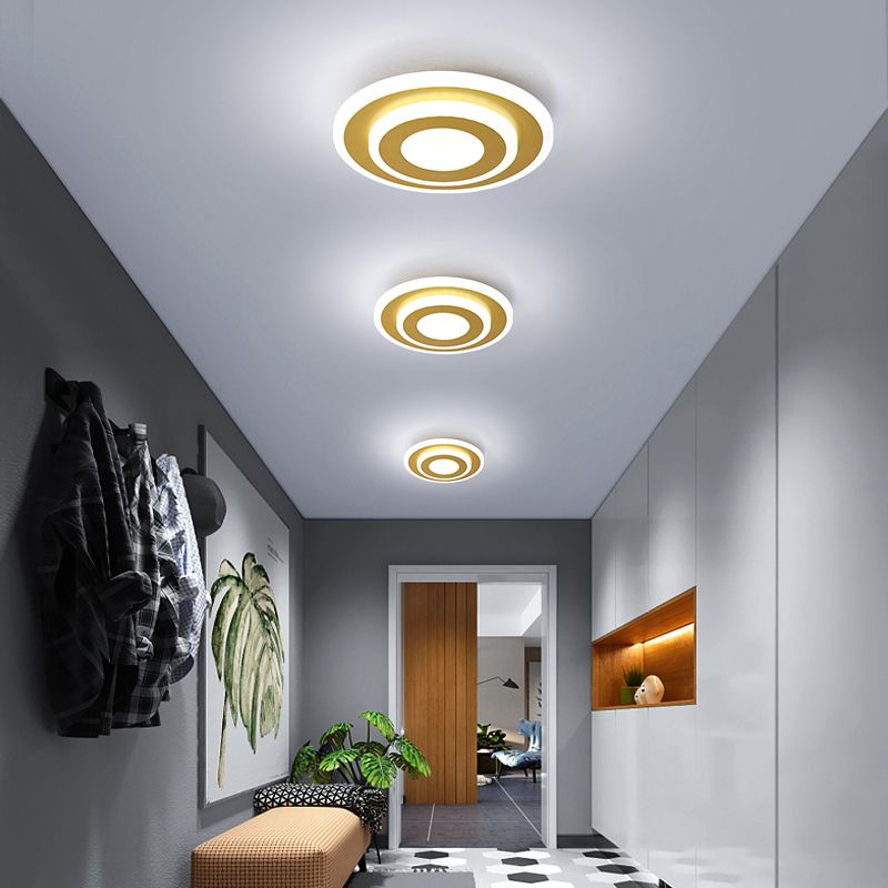 Gold Plated Geometrical Ceiling Light Modern LED Acrylic Flush Mount Light for Hallway