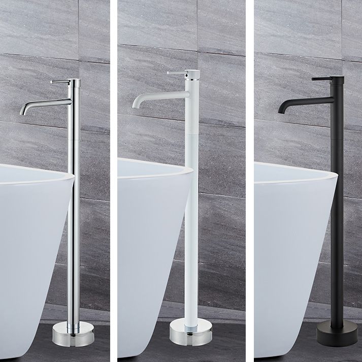 Floor Mounted Metal Freestanding Tub Filler Swivel Low Arc Freestanding Faucet