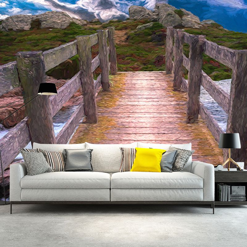Wooden Bridge Environment Friendly Mural Wallpaper Space Extension Wall Mural