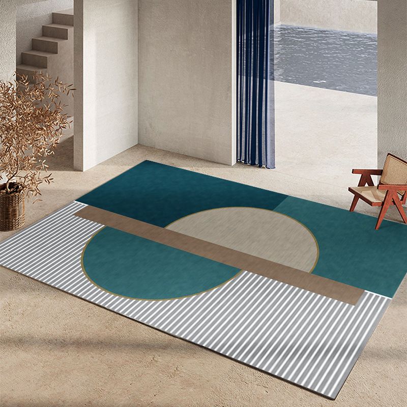 Dark Orange Geometric Rug Polyester Simple Rug Washable Rug for Home Decoration