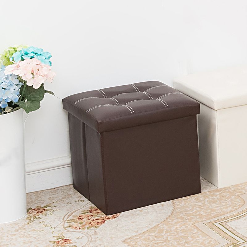 Contemporary Standard PU Leather Solid Color Square Ottoman with Storage