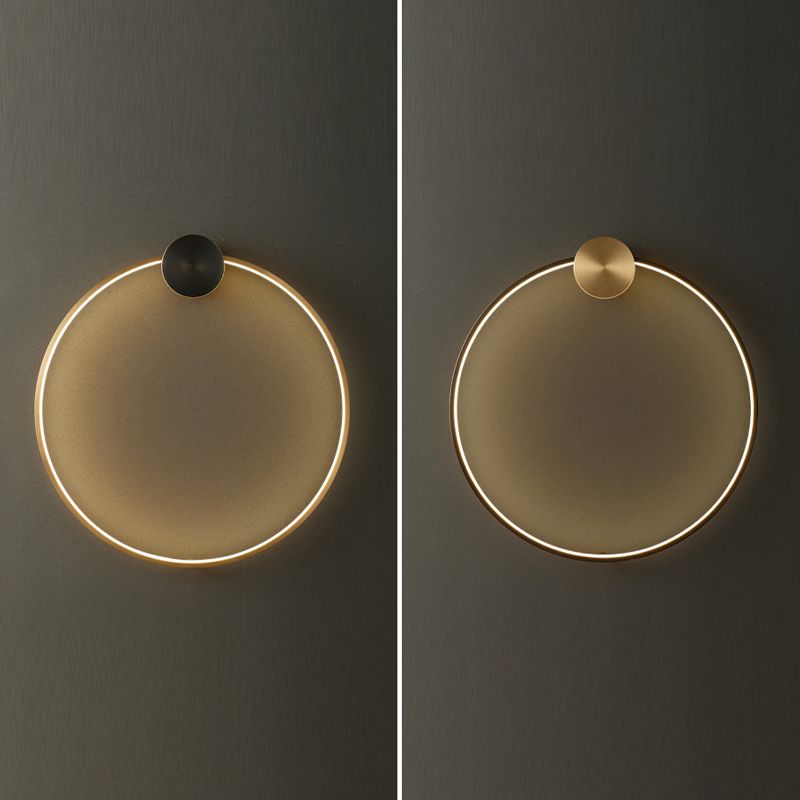 Metal Round Shape Wall Lighting Modern Style 1 Light Wall Mounted Light Fixture