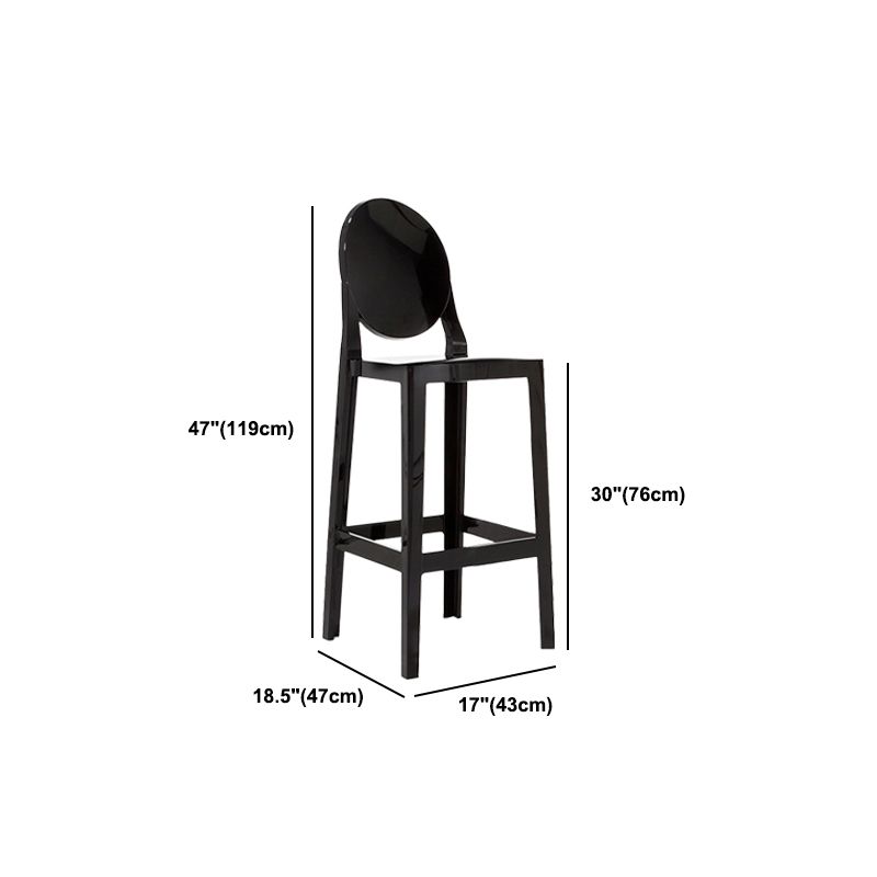 Contemporary Plastic Low Back Counter Stool Footrest Furniture with 4 Legs