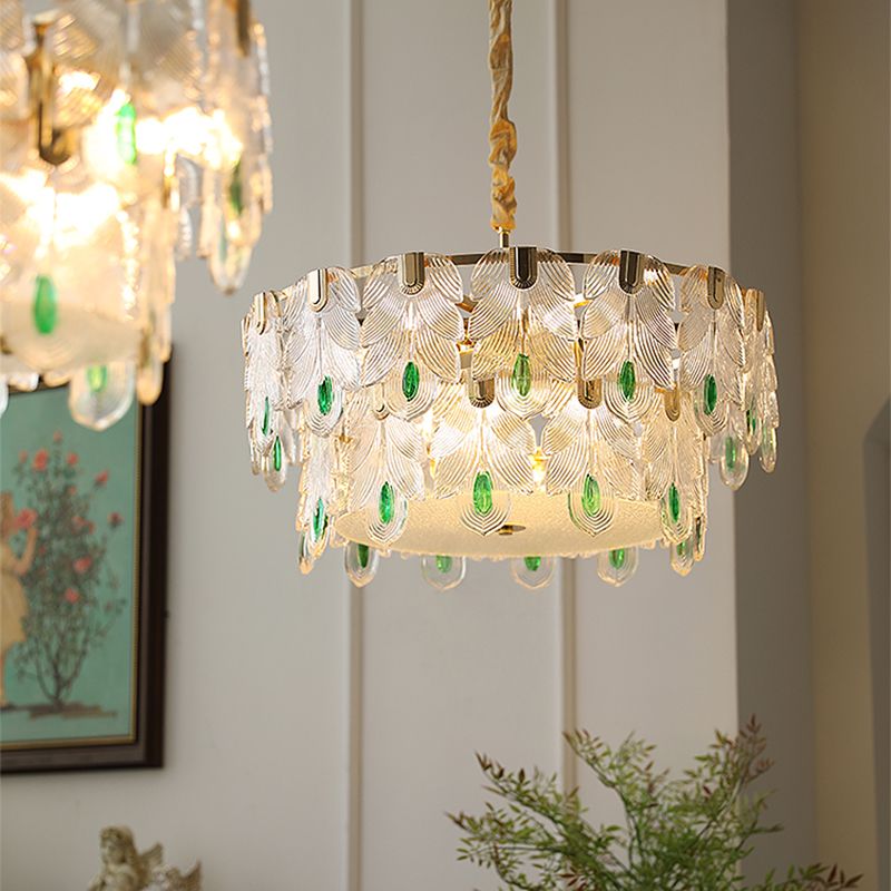 Contemporary Style Geometry Pendant Chandeliers Glass Hanging Chandeliers in Gold