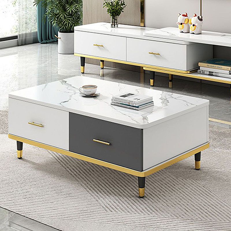 Modern Style Rectangular Design Toughened Glass Top Coffee Table
