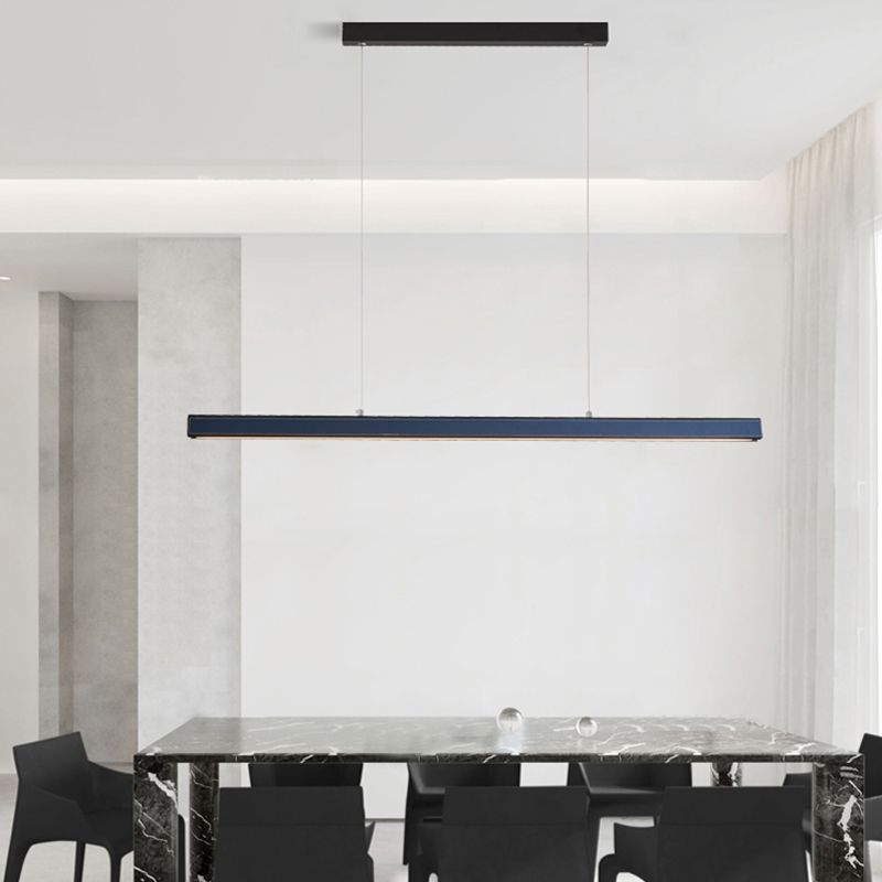 Modern Hanging Light Linear Leather LED Island Light Fixture for Dining Room