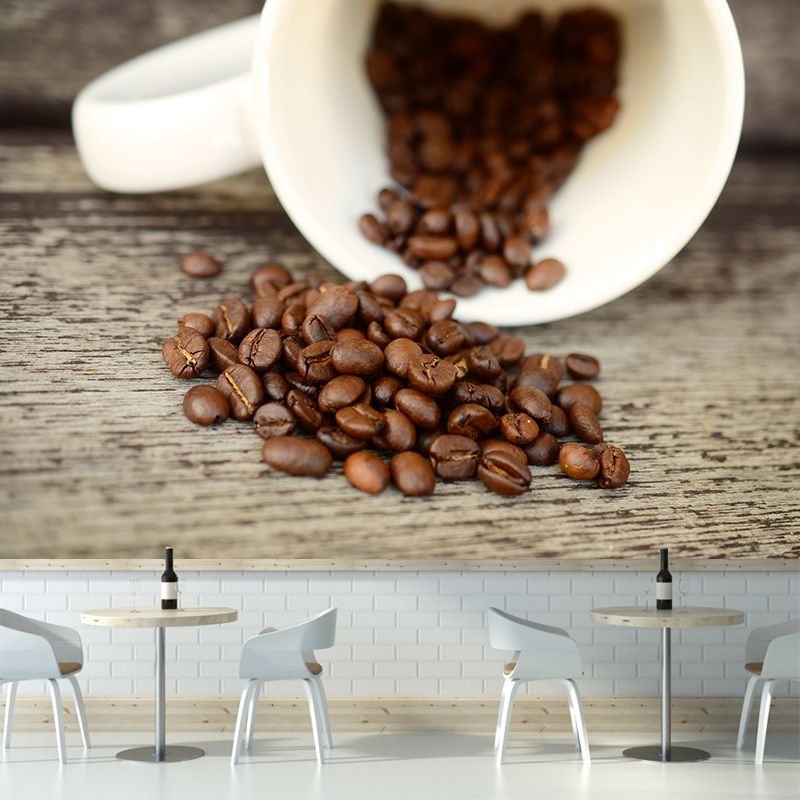 Business Fragrant Coffee Beans Mural Decal Stain Resistant Coffee Shop Wall Covering