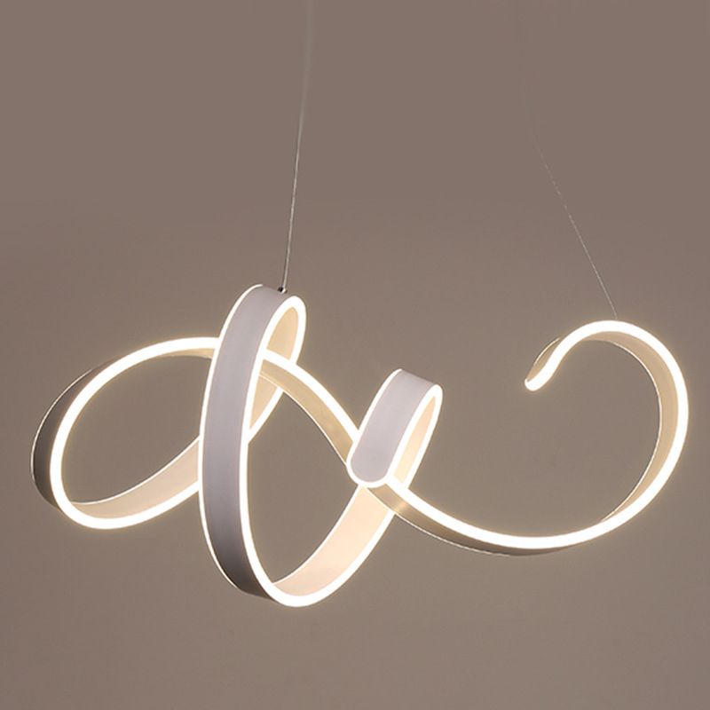 Winding Dinette Ceiling Chandelier Aluminum Simplicity LED Pendant Light Kit in Warm/White Light