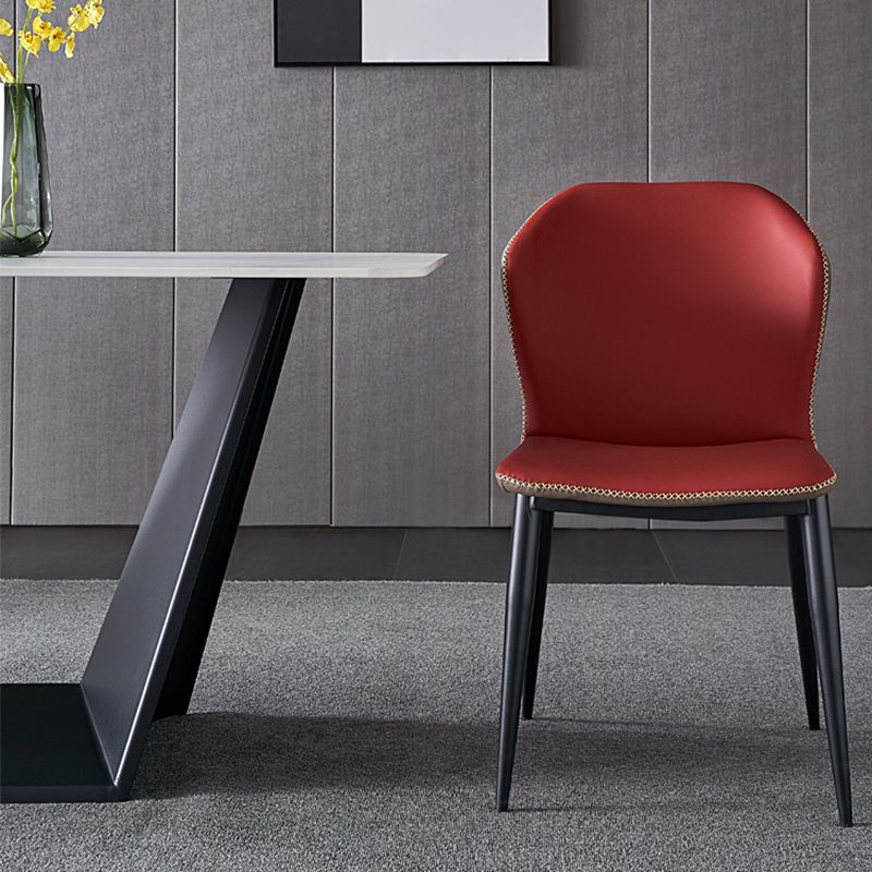 Silla de estilo contemporáneo que cena sillas laterales sin brazos con patas de metal para cocina