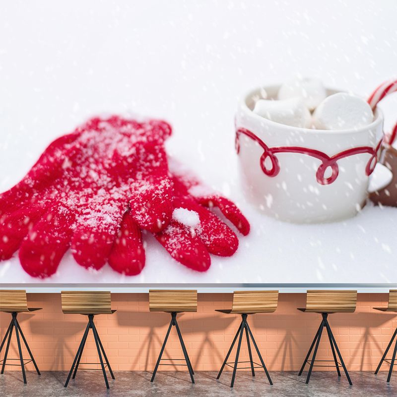 Modern Mural Dessert with Marshmallow Pattern Wall Covering Environment Friendly for Dessert Shop