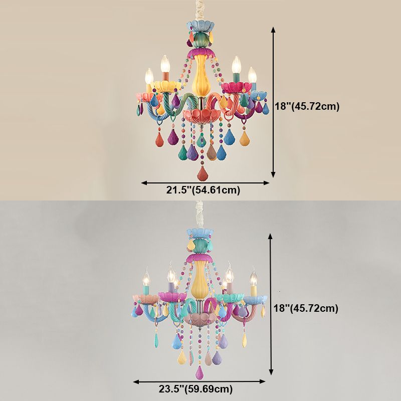 Multi Light Candle Branch Hanging Light Modern Style Crystal Hanging Lighting for Bedroom