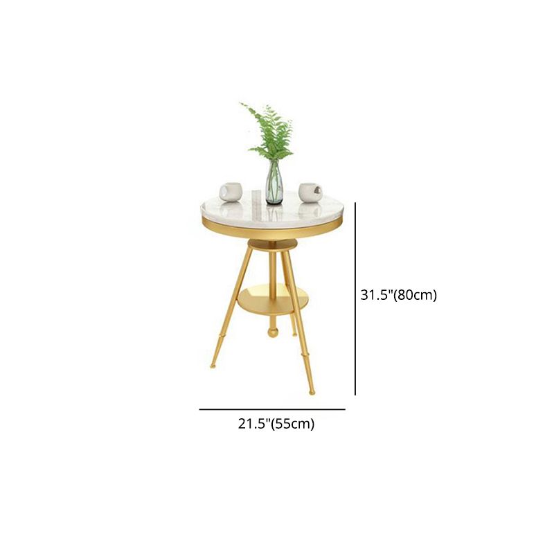 Glam 1/2/3/4/5 Pièces Ensemble de table à manger blanc-gold avec ensemble de dinette ronde en pierre