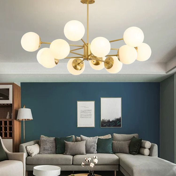 Lampada lampadina a forma molecolare dorata Ombrata di vetro bianco sfera moderno Stile semplicità Stile per sala da pranzo