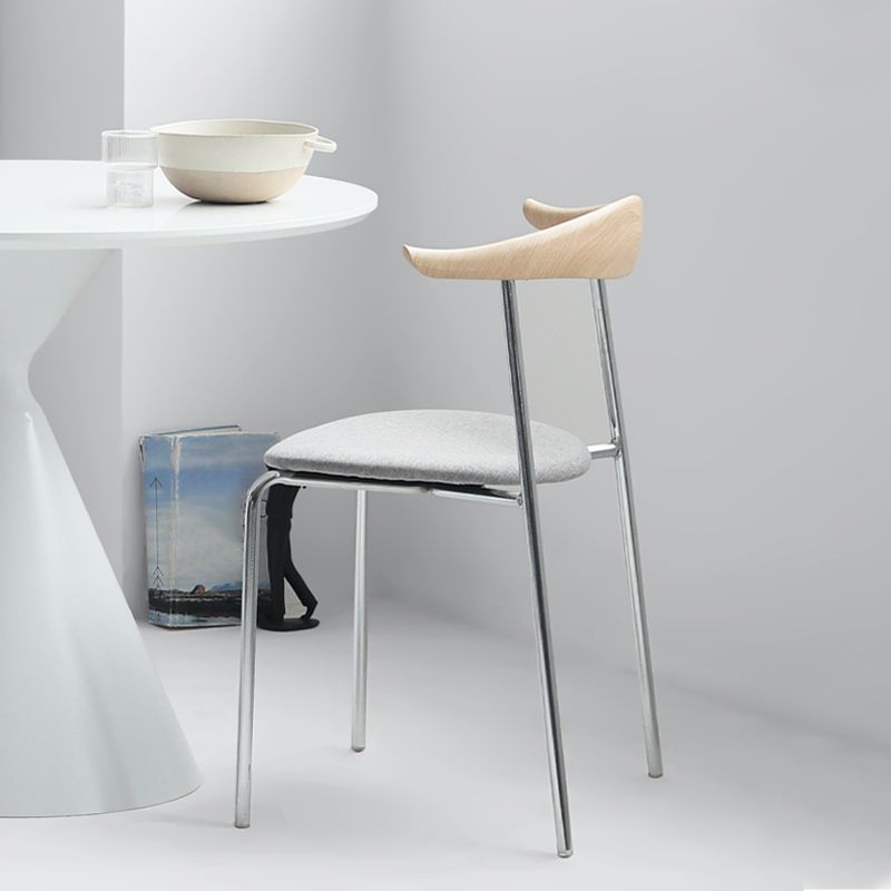 Modern Style Upholstered Armless Chair Leather Dining Chair with Metal Base