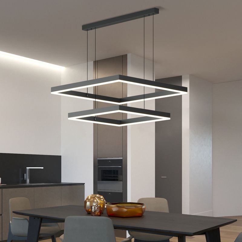 Moderne vierkante kroonluchter verlichtingsarmaturen Multi-tier hangende hanglampen