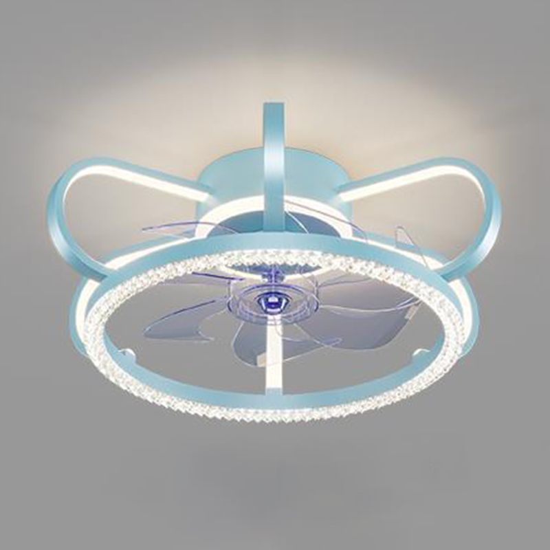 Metal Crown Ceiling Fan Lamp Modern Style LED Ceiling Light for Kids Bedroom