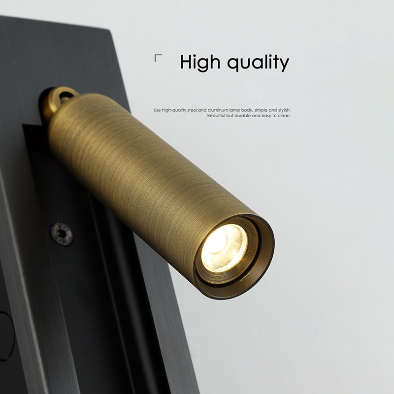 Luz de pared LED de estilo LED de estilo moderno Lámpara de lectura cilíndrica de cabecilla con interruptor independiente