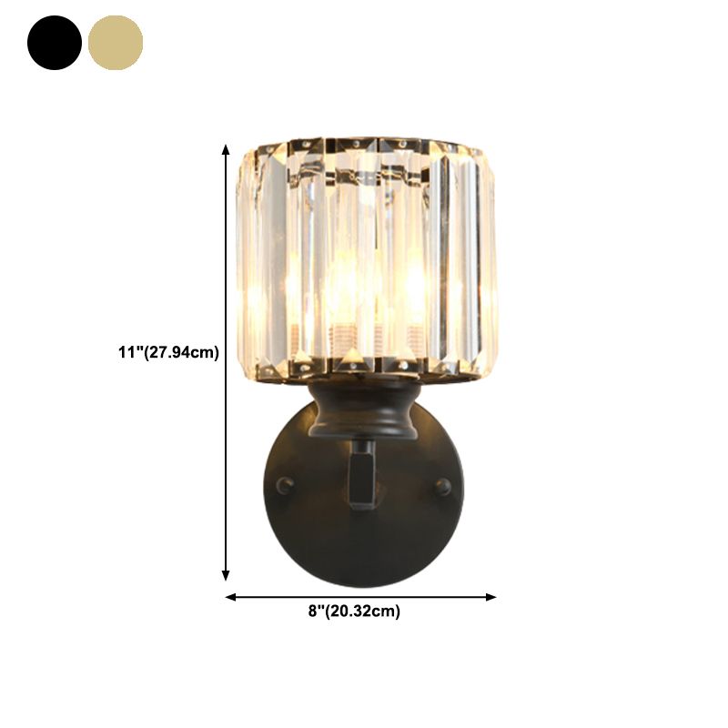 Modern Style Cylindrical Wall Sconce Crystal 1-Light Sconces for Living Room