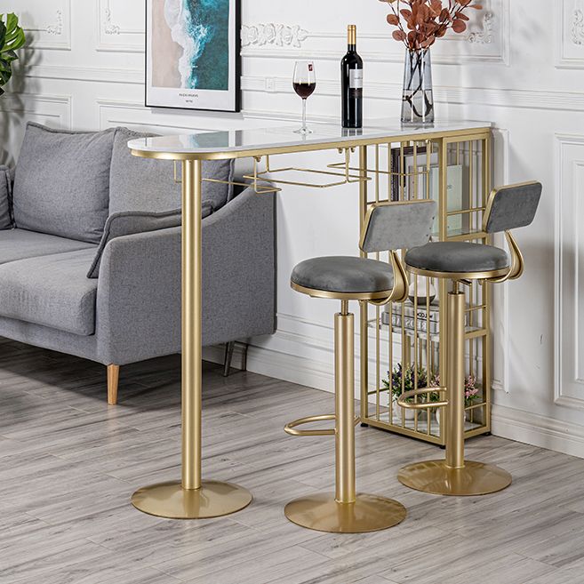 Glam Style Bar Table 1/3 Pieces Faux Marble Counter Table with Upholstered Stools