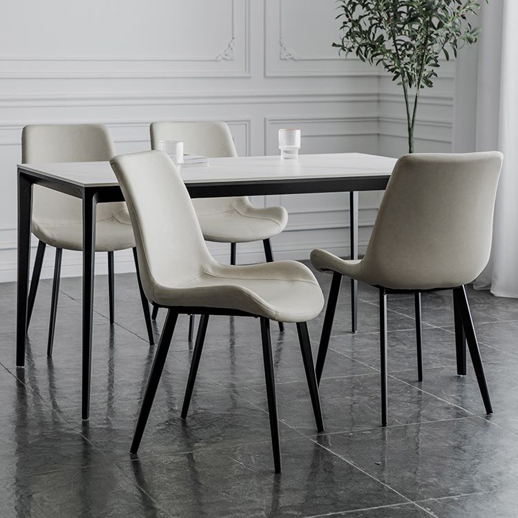 Silla lateral de comedor de metal de estilo nórdico, silla lateral de comedor sin brazos para cocina