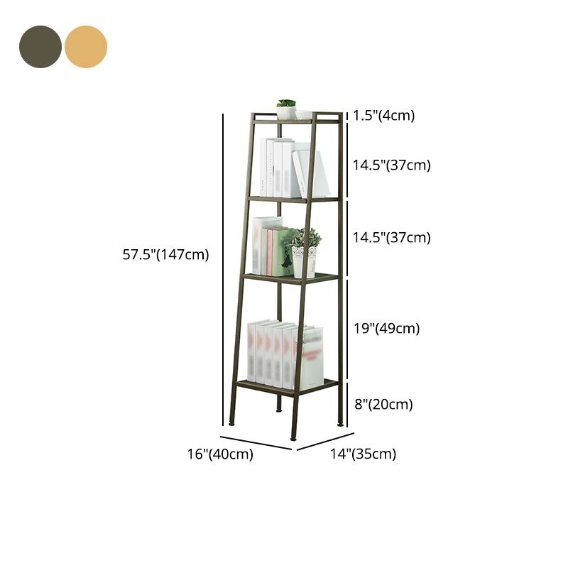 Contemporary Open Ladder Bookshelf Metal Vertical Bookshelf for Home